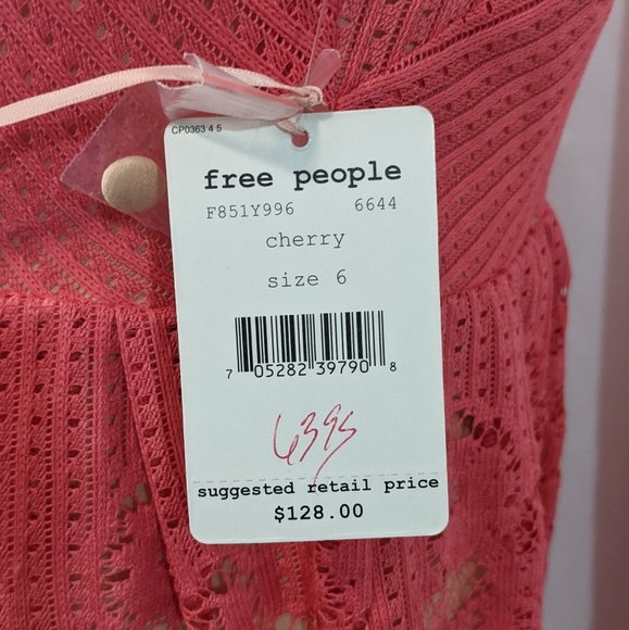NEW Free People Rocco Lace Cutout Dress - Size 6 Womens - Cherry Pink Red Peach - Picture 10 of 10